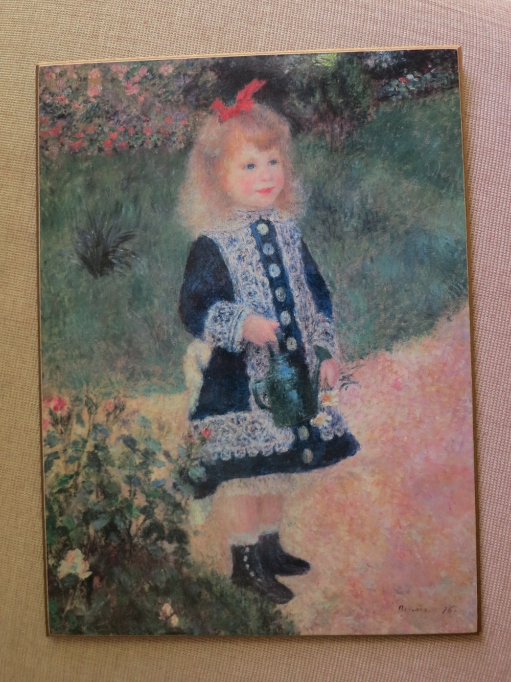 Girl With A Watering Can by Pierre-Auguste Renoir - Vintage Wood print